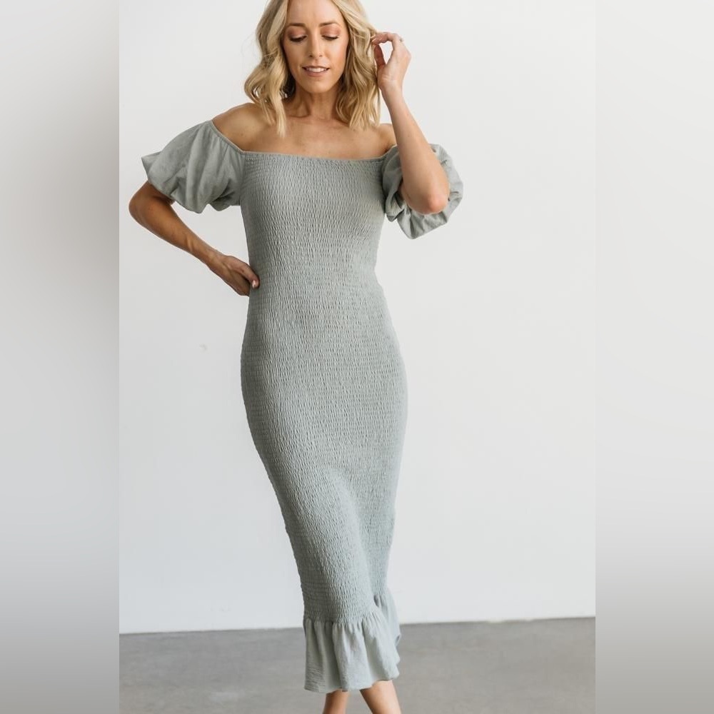 Baltic Born Smocked Midi Dress Sage